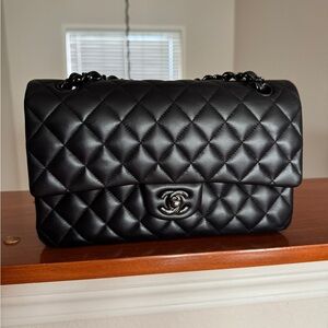 Rare Chanel Classic Black Metal Quilted Shoulder Bag